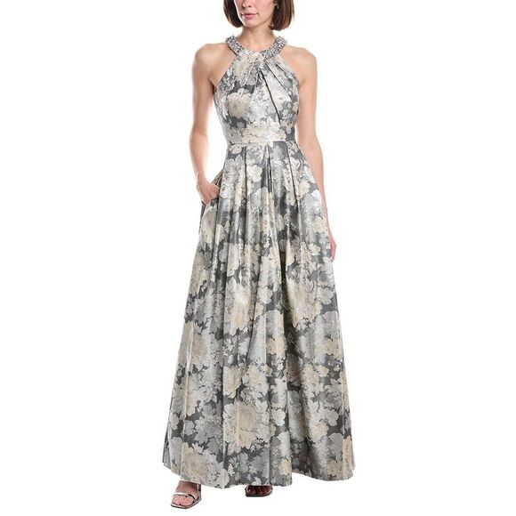 Eliza J Dresses & Skirts - Eliza J Womens Halter Beaded Neckline Ball Gown